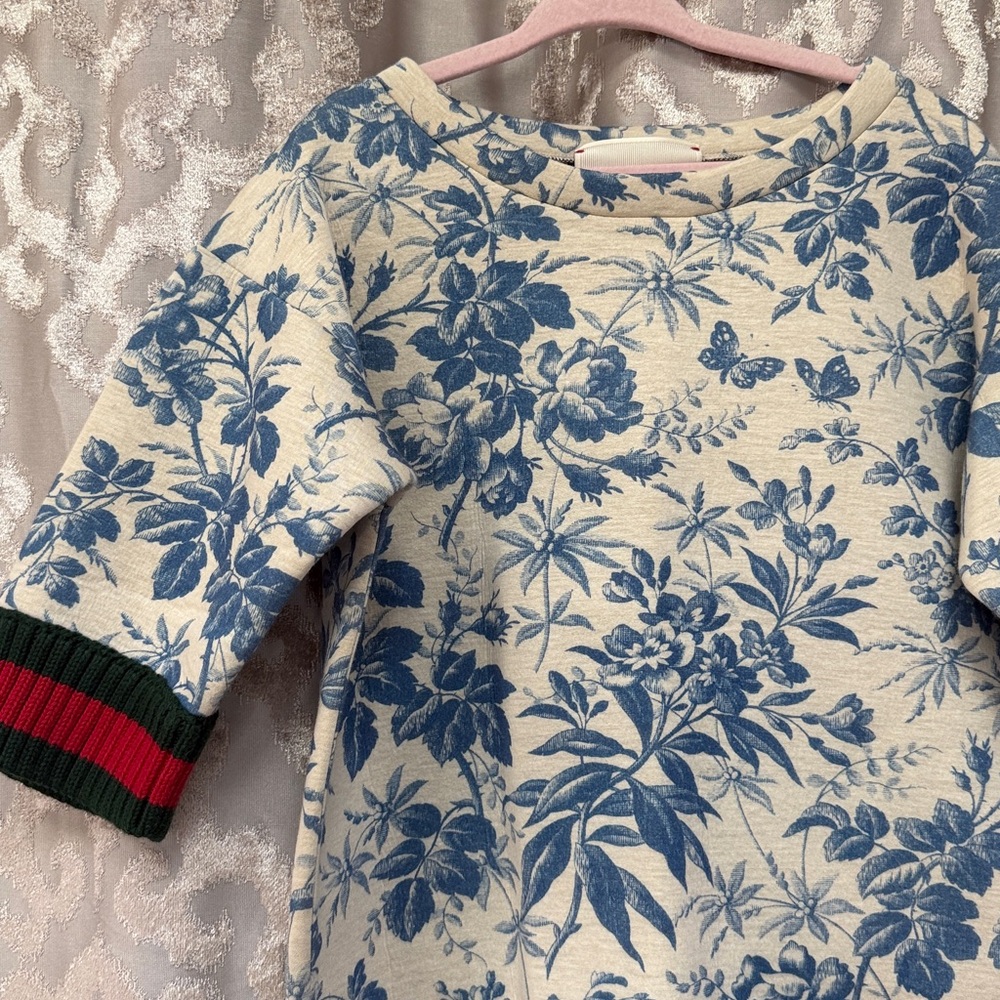 Gucci Kids Dress in Blue and Cream Floral Size 6 - Picture 3 of 6